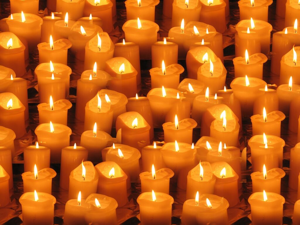 Church candles illuminated