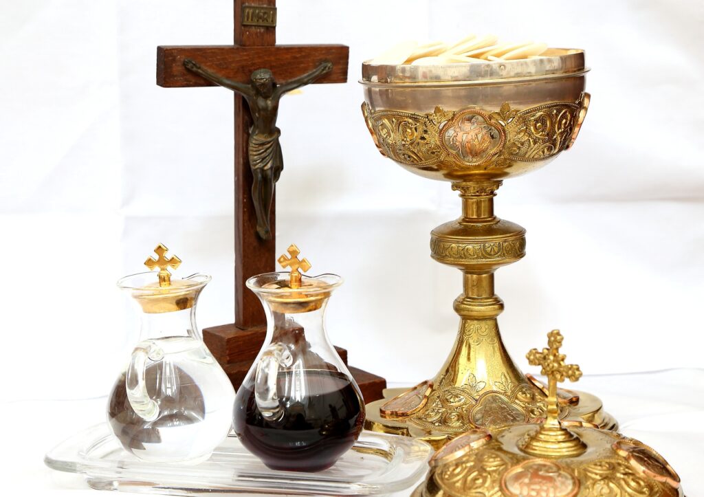 Cross with water and wine for chalice