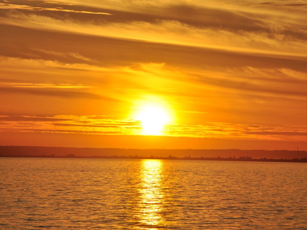 Beautiful sunshine over calm waters